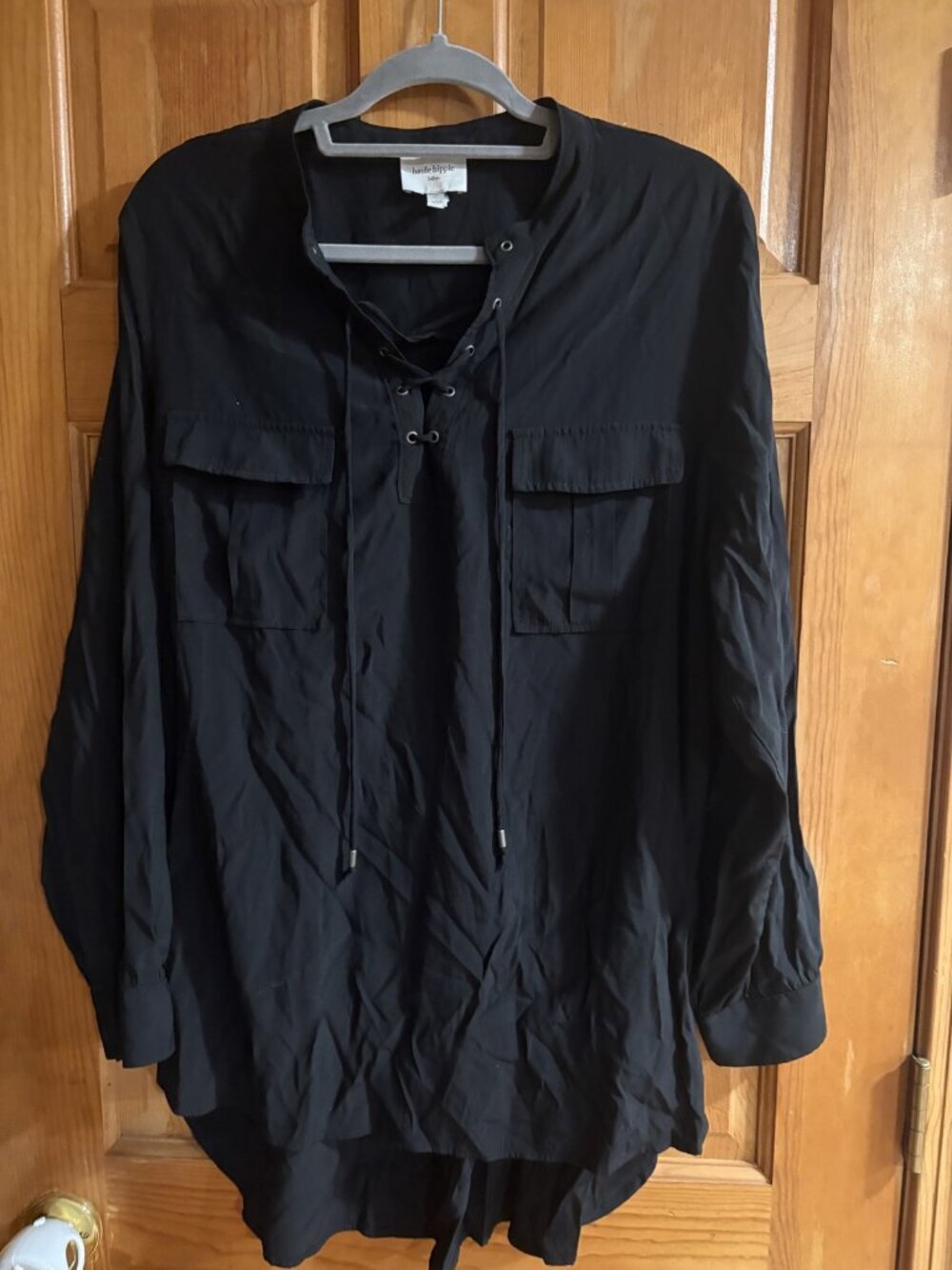 Haute hippie tribe Size Extra Large (XL) Lace-Up Front Blouse with Chest Pockets